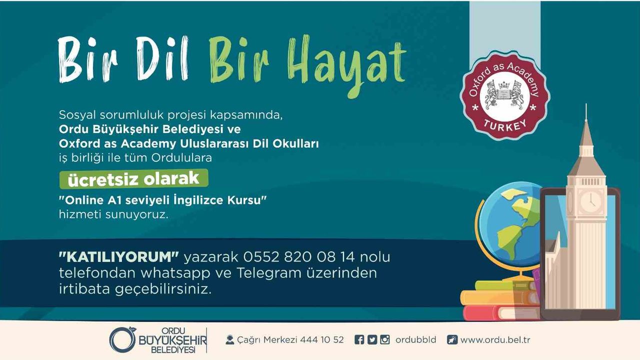 Ordu Büyükşehir’den Oxford İngilizce Kursu
